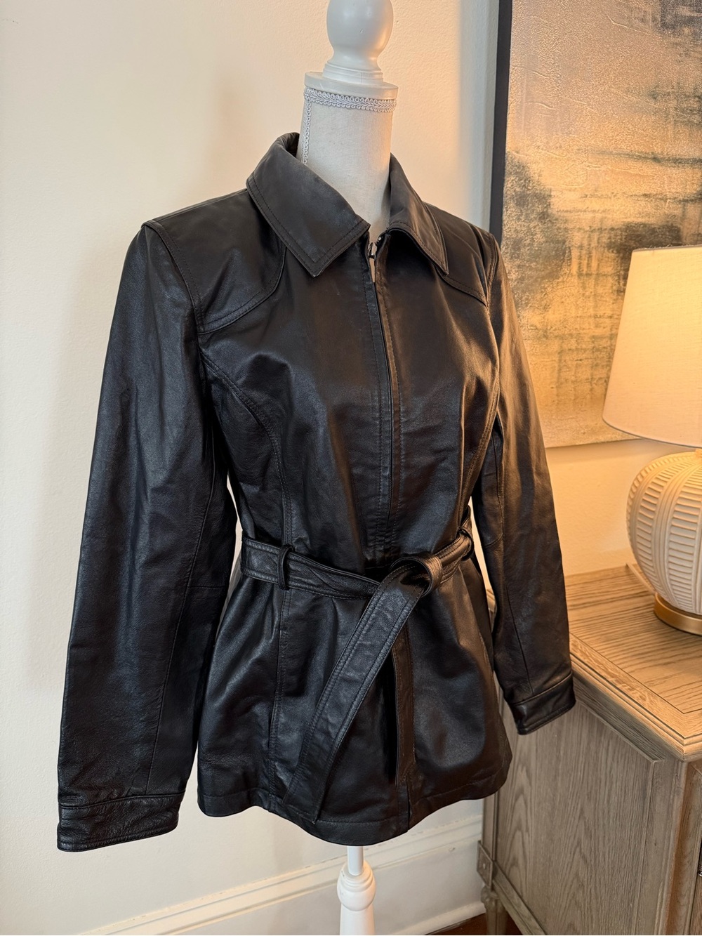 East 5th Black Leather Belted Jacket